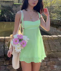Green Frill Mini Dress