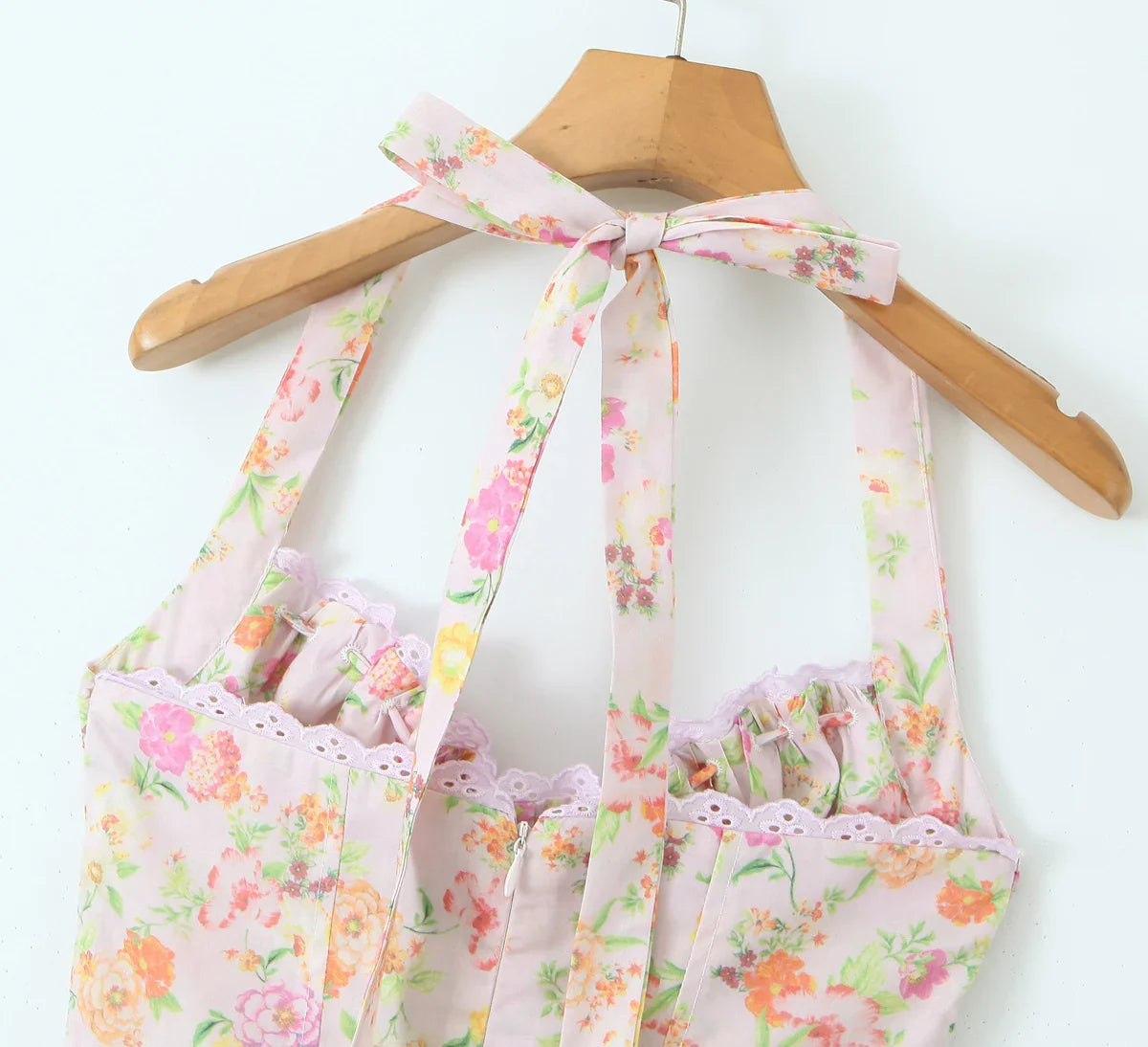 Floral Print Corset Midi Dress
