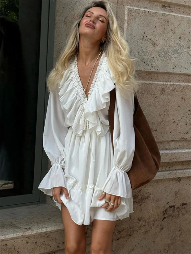 Lily Lace Ruffle Mini Dress