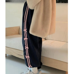 Bow Knot Stripe Drawstring Joggers