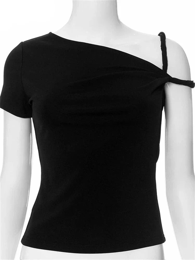 One Shoulder Twisted Sleeve Top