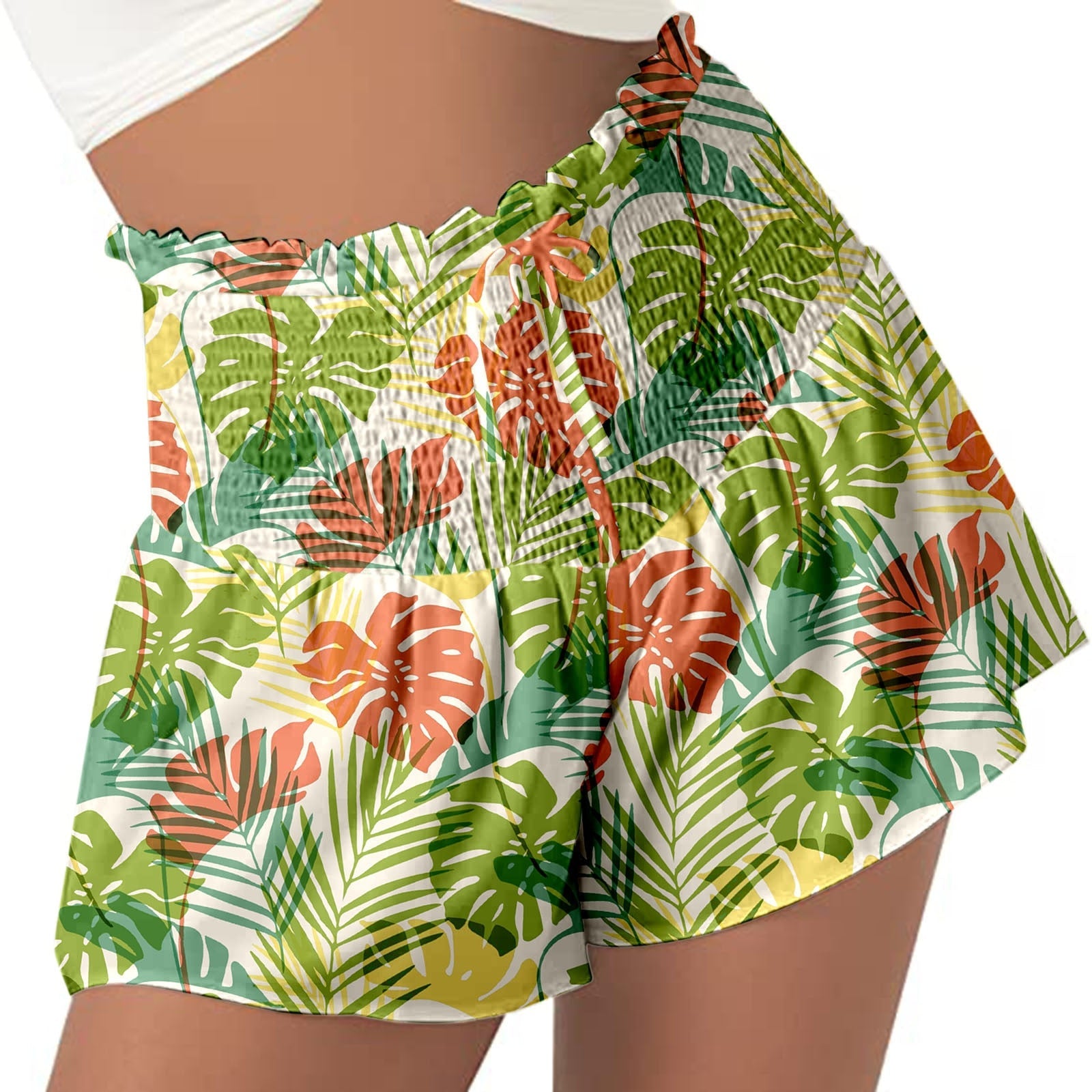 High Waist Loose Shorts Sports Drawstrings Floral Print Beach Shorts