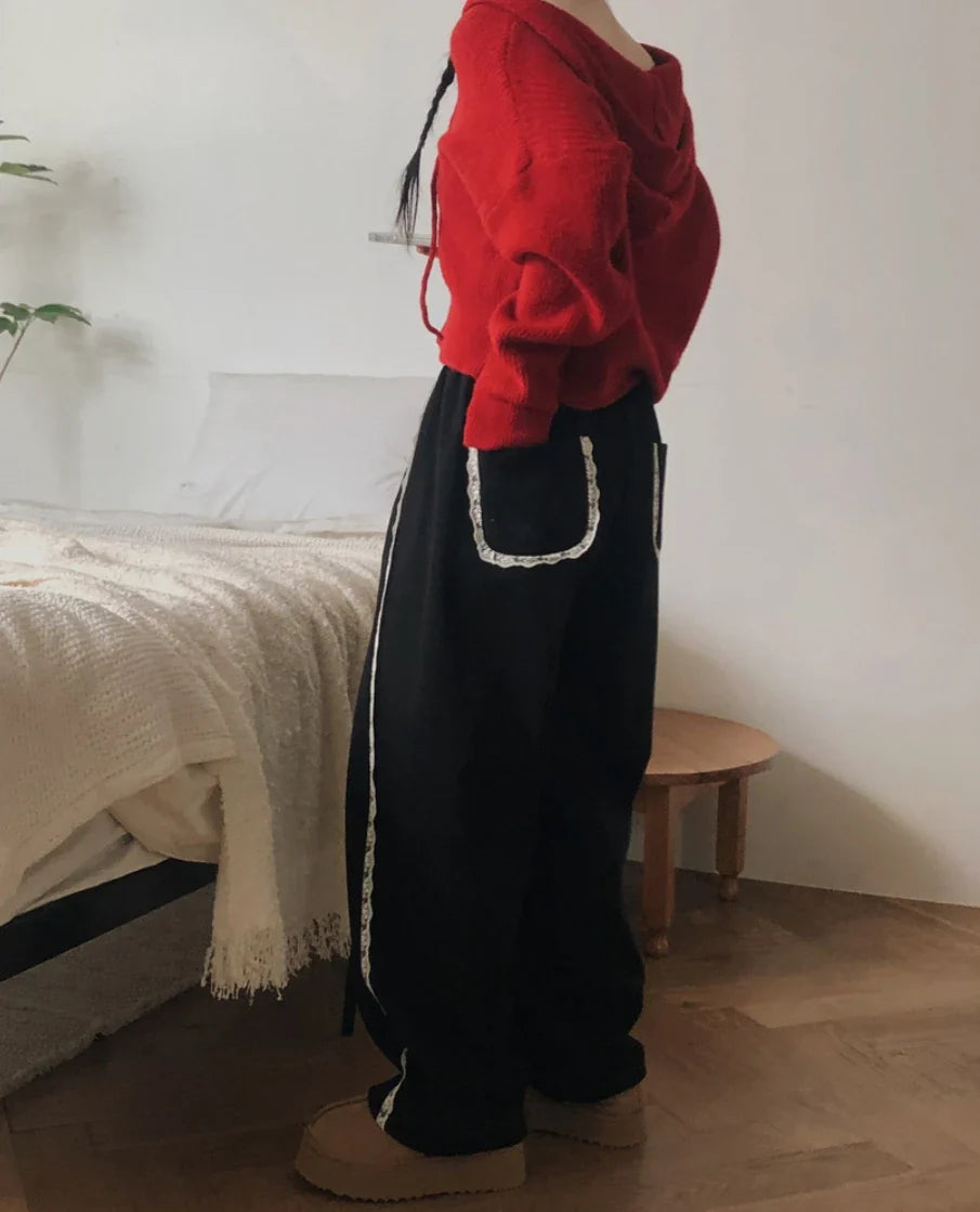 Lace Seam Trim Joggers
