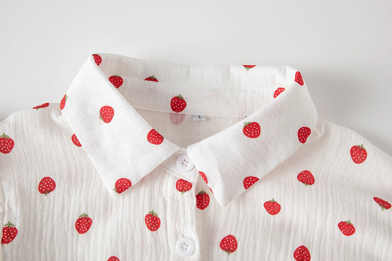 White Linen Printed Shirt And Shorts Set