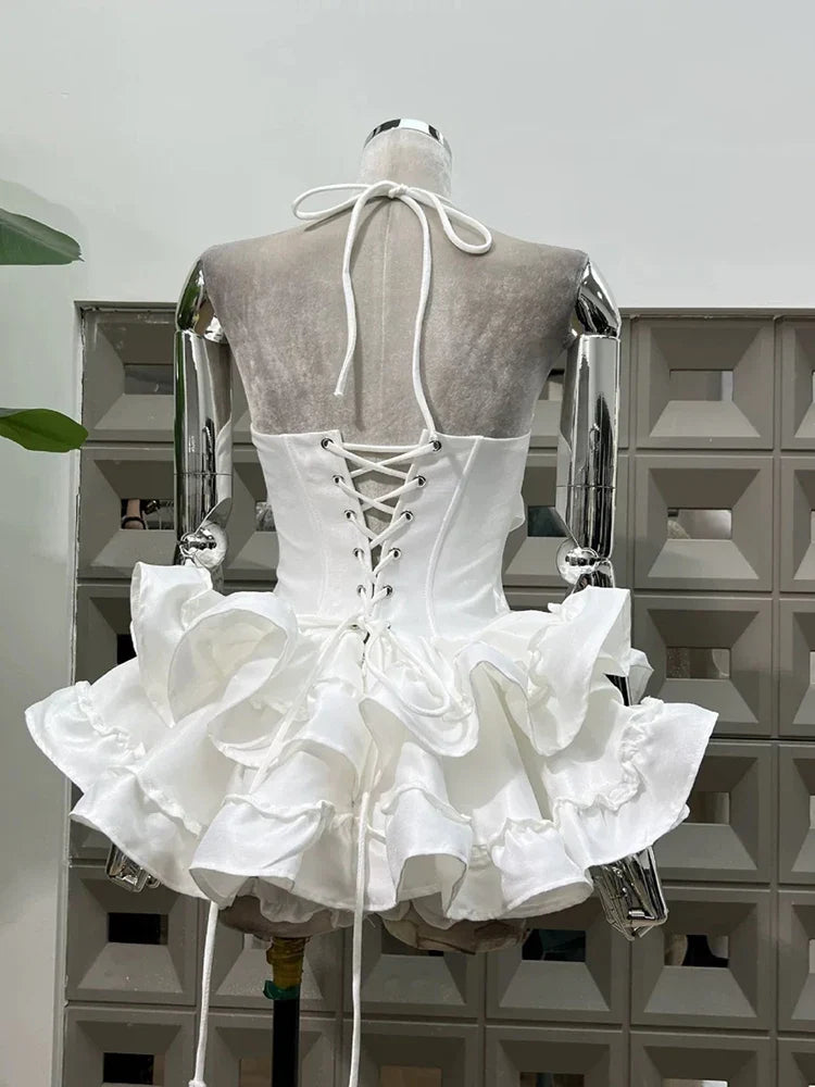 Flare Skirt Corset Strappy Mini Dress