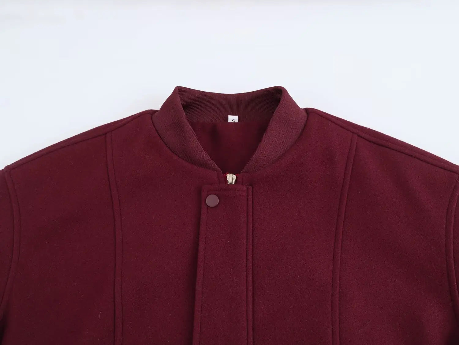 Burgundy Solid Baseball Jacket