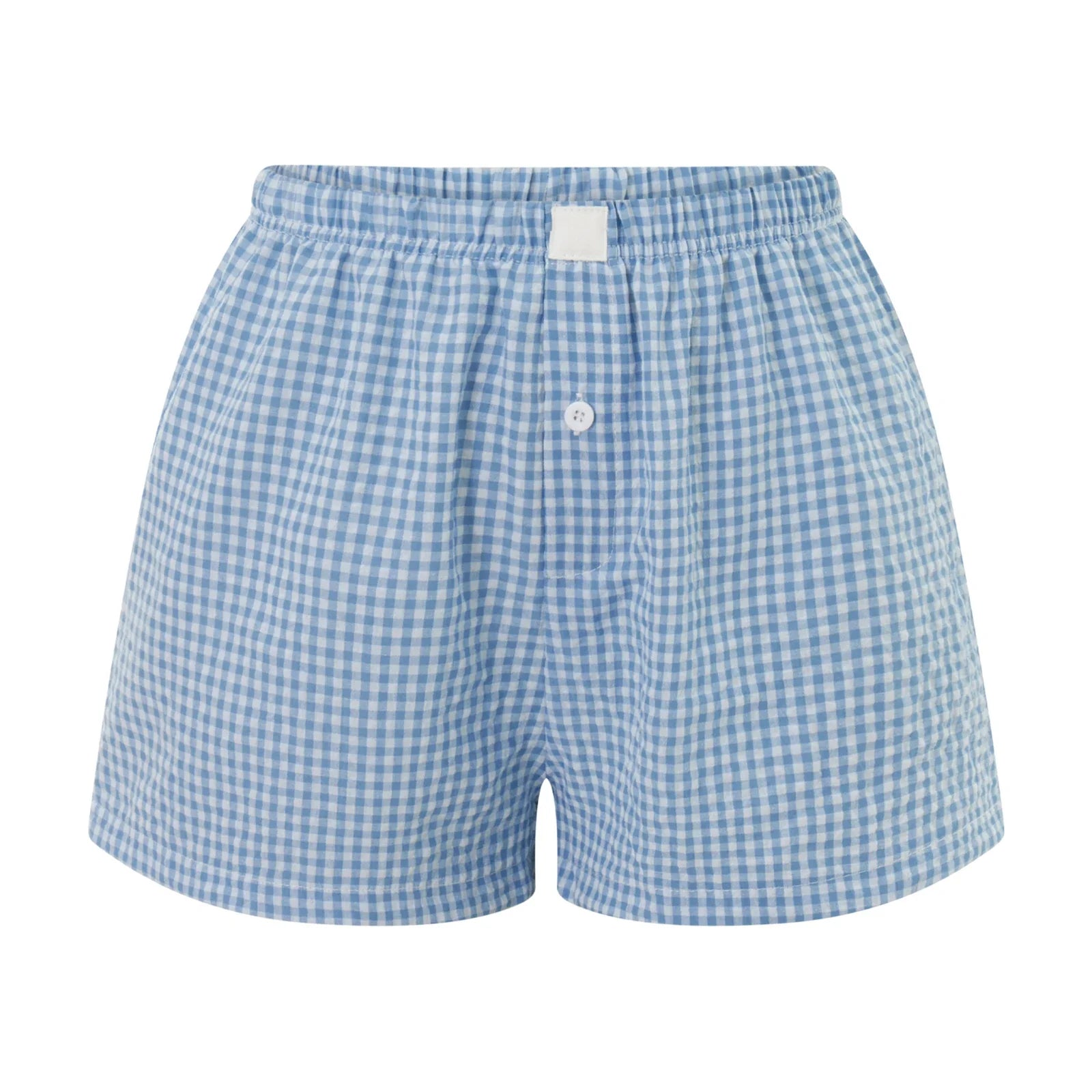 Elastic Waist Striped Plaid Print Shorts - Casual Knit