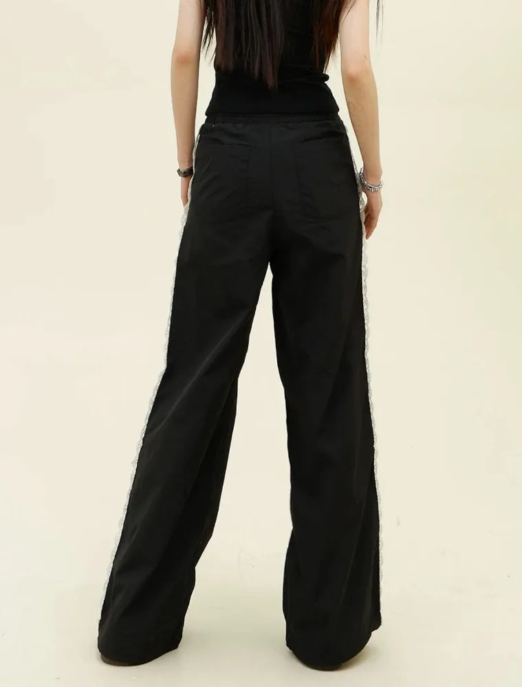 Lace Stripe Wide Track-pants