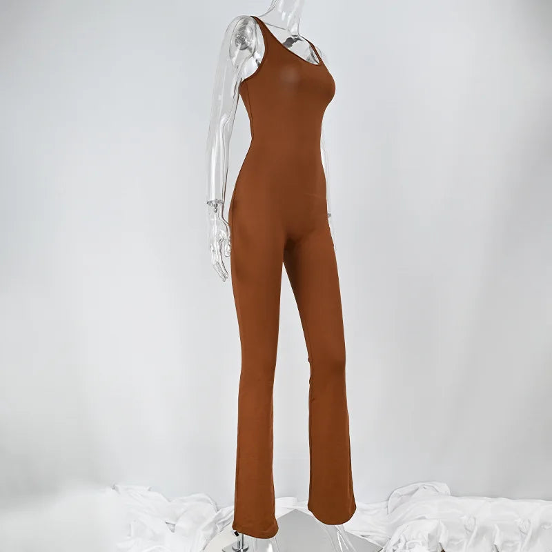 Solid Halter Back Jumpsuit