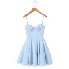 Satin Corset Tulle Flare Mini Dress