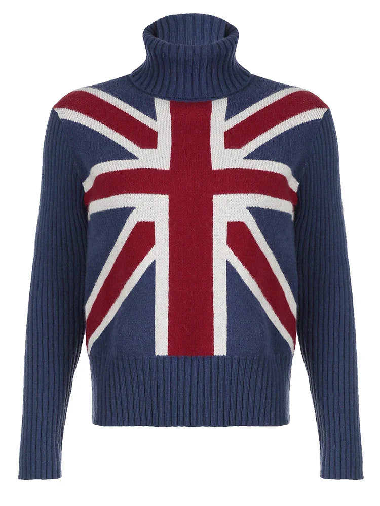 Blue UK Flag Turtleneck Sweater