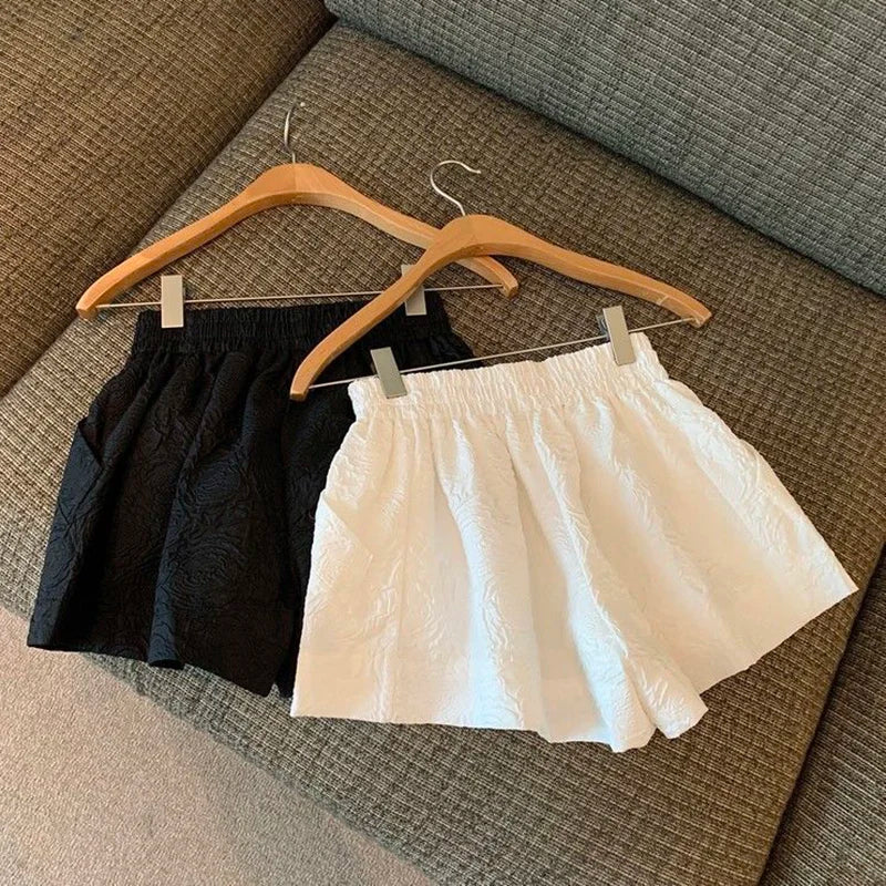 Jacquard Elastic High Waist Shorts