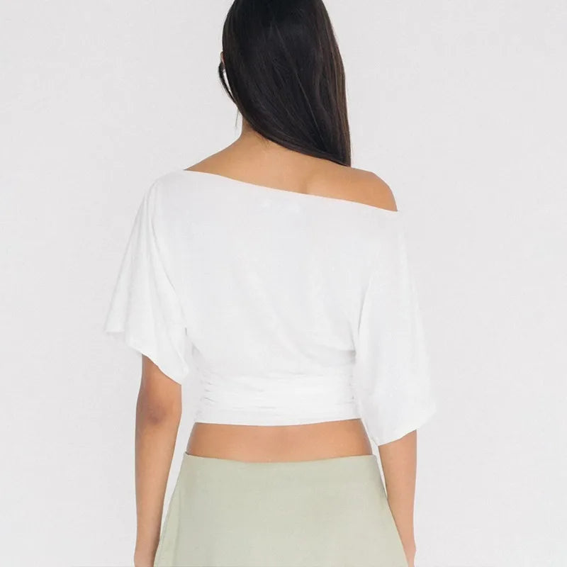 Asymmetrical One Shoulder Short Sleeve Top