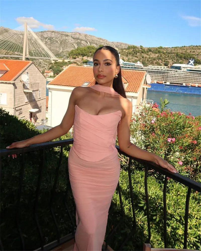 Corset And Bodycon Maxi Skirt With Neckerchief Set