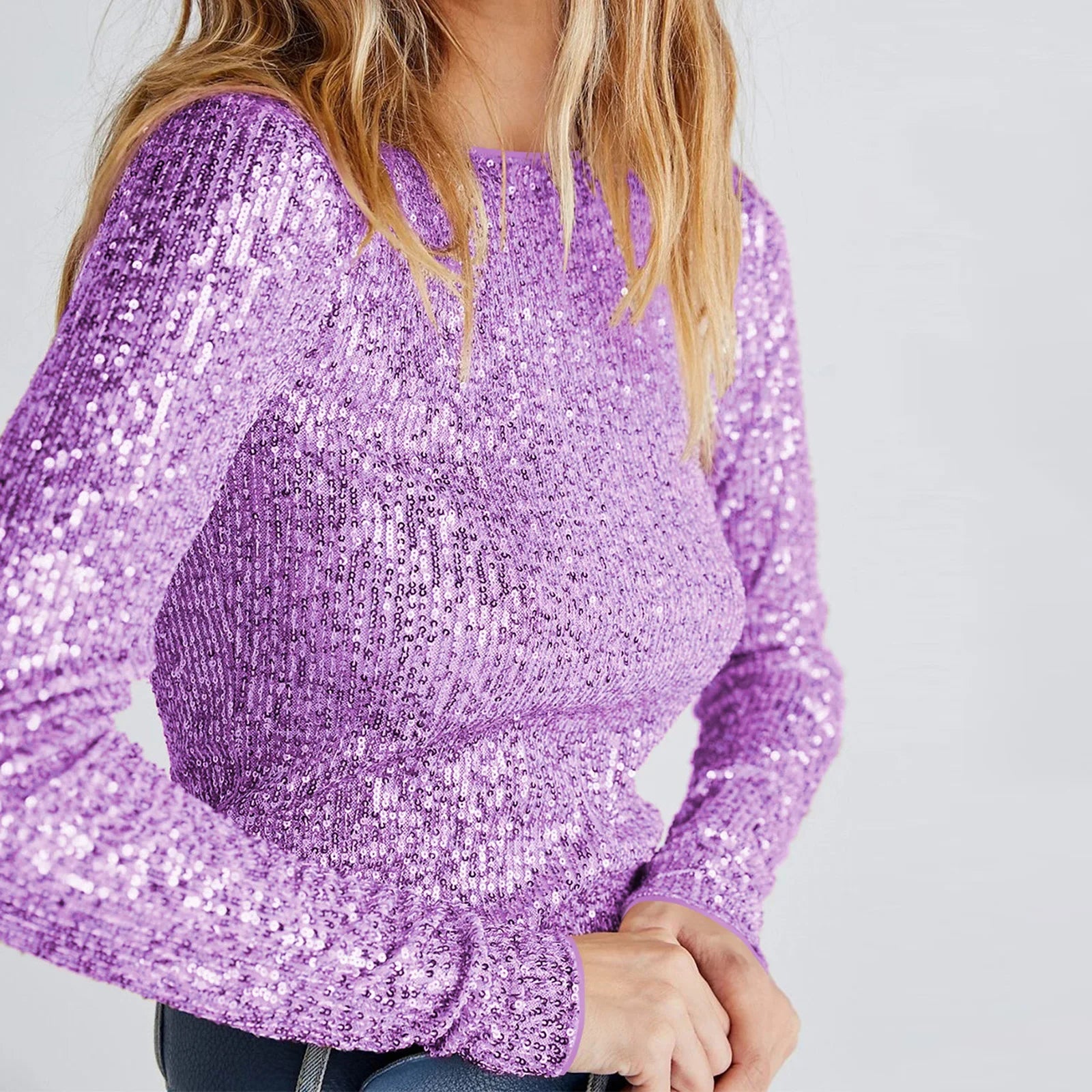 Sequin Long Sleeve Knit Top