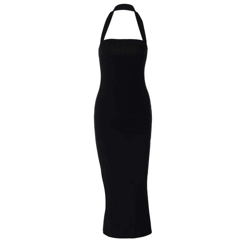 Tahiti Halter Neck Bodycon Maxi Dress
