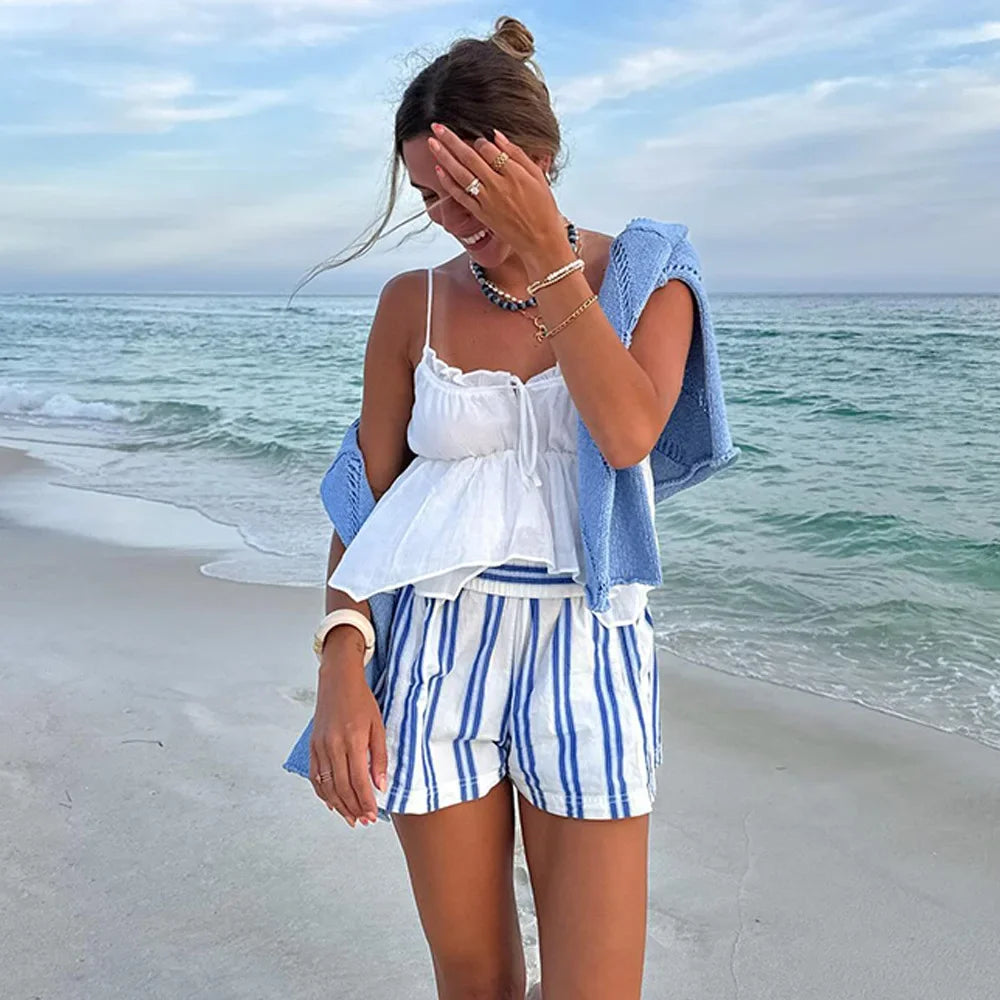 Effortless Mid-Waist Elastic Shorts - Multi-Color Summer Comfort