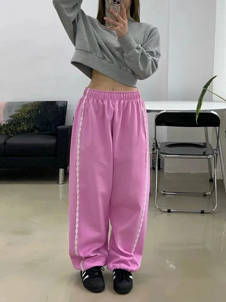 Lace Seam Trim Joggers