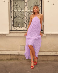 Halter Neck Ruched Midi Dress