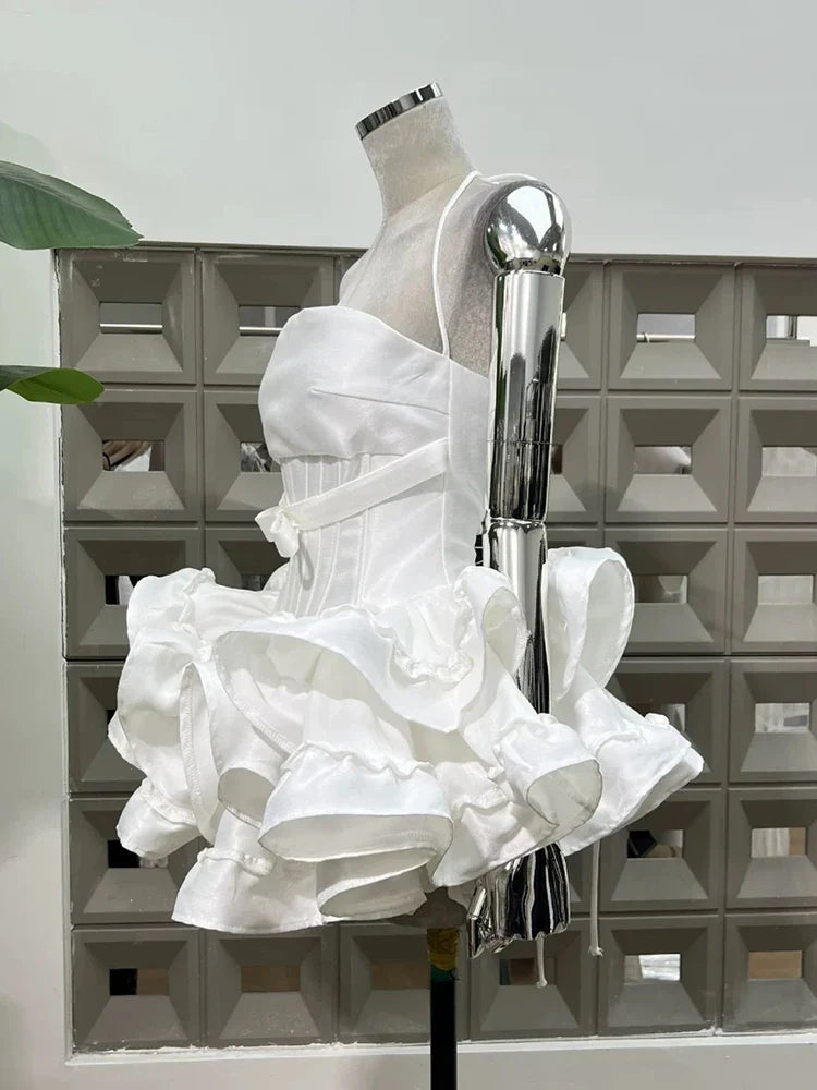 Flare Skirt Corset Strappy Mini Dress