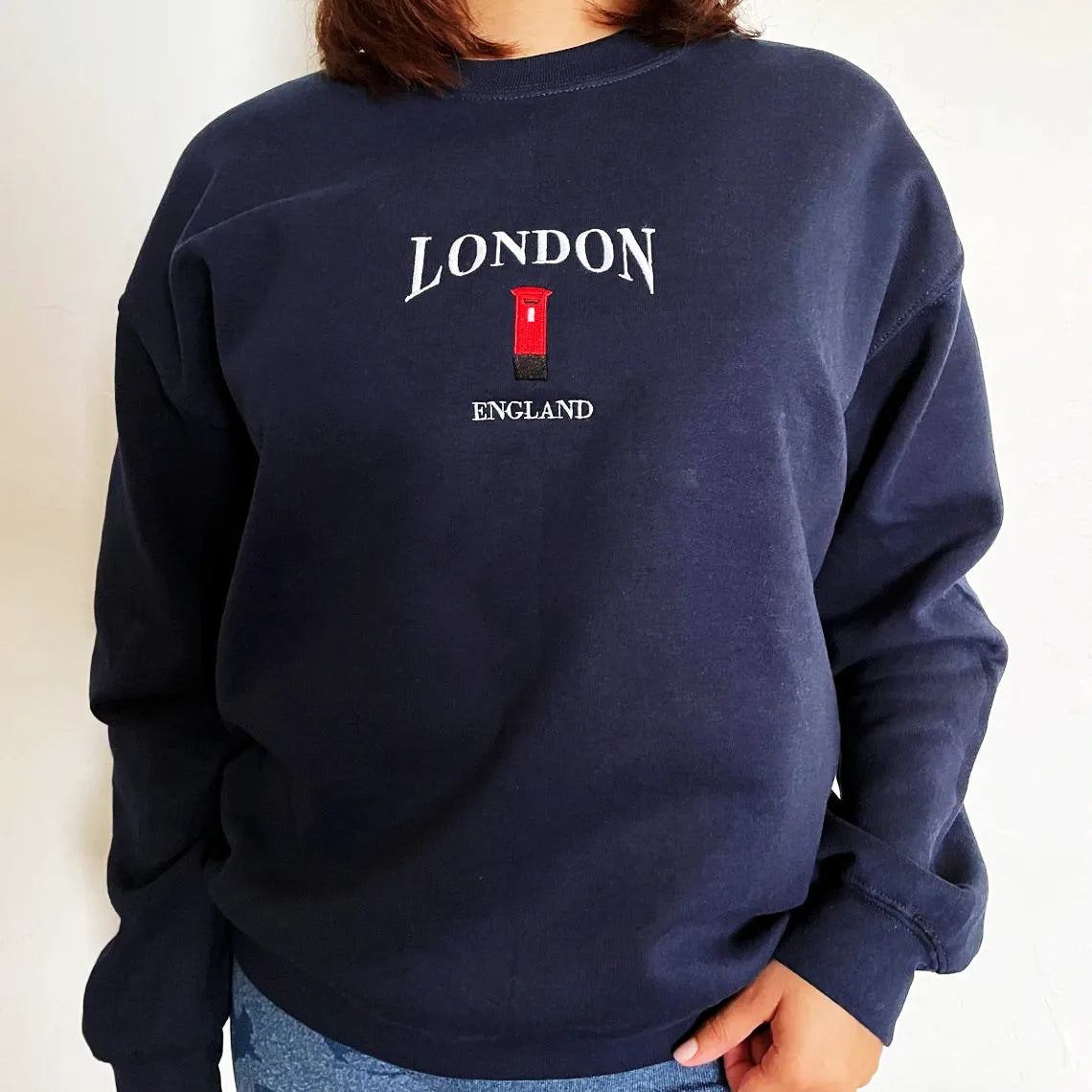 London Telephone Booth Embroidered Fleece Pullover
