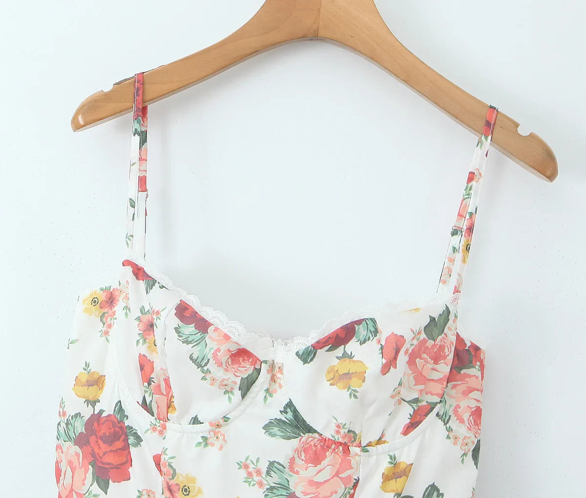 White Floral Print Tulle Mini Dress