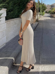 Ribbed Short Sleeve Maxi Dress