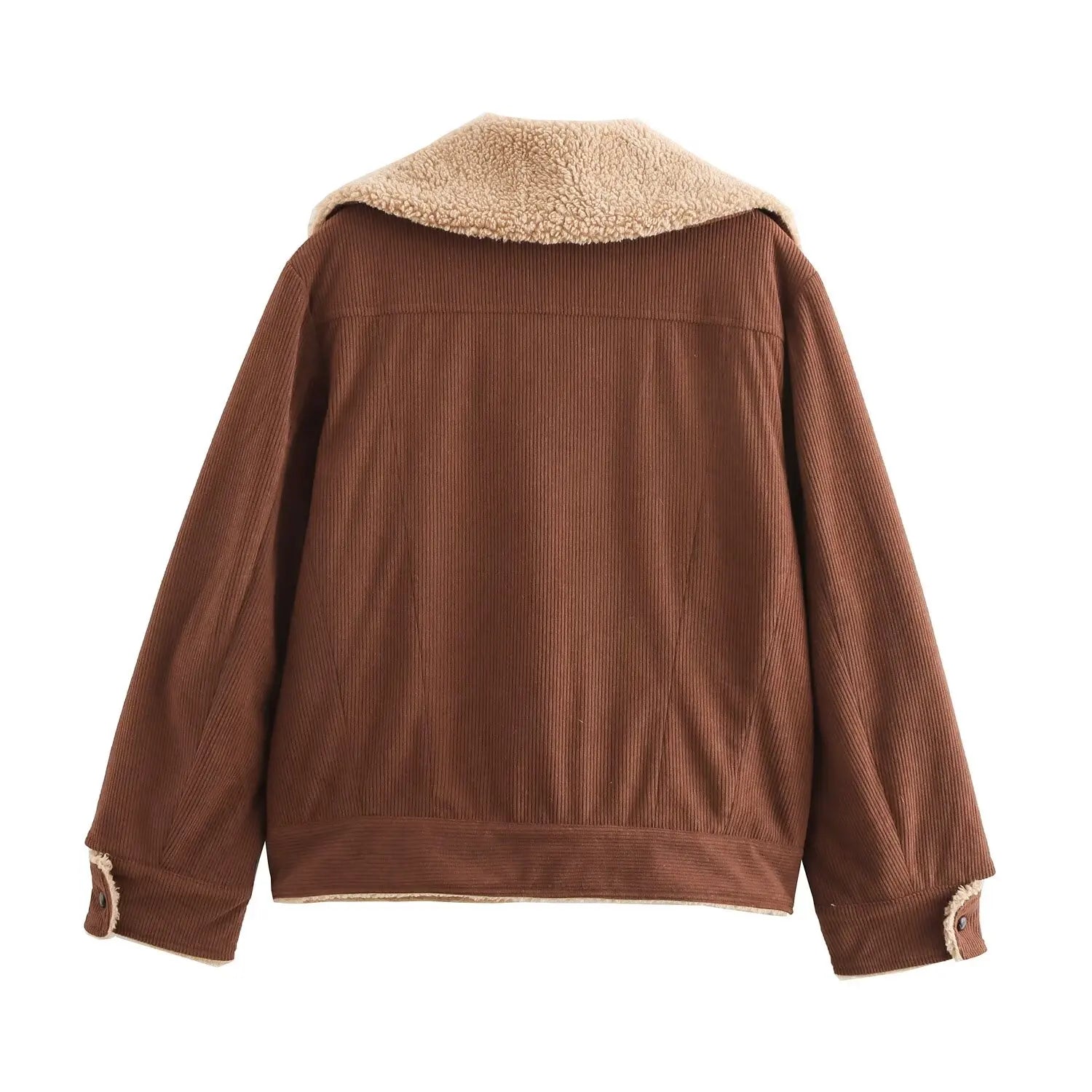 Corduroy Turn-down Collar Fur Lining Jacket