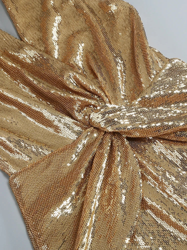 Gold Sequin Halter Jumpsuit