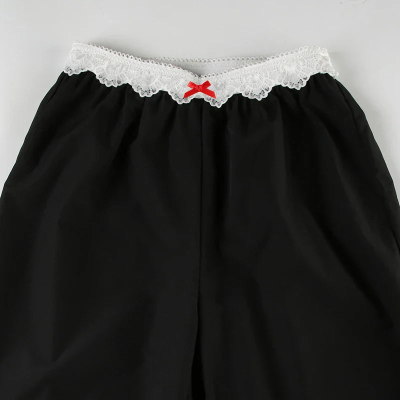 Lace Trim Loose Trousers