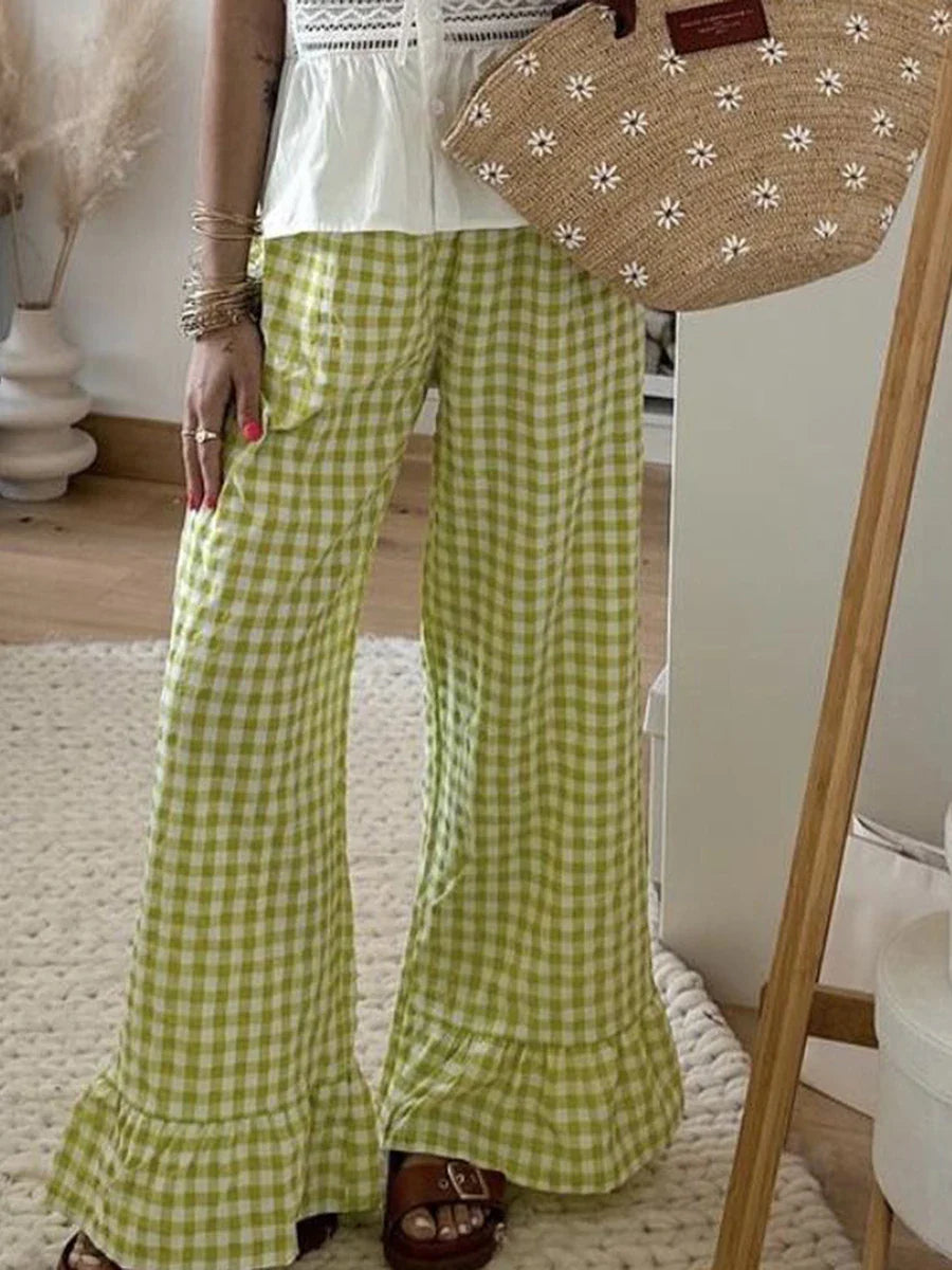 Plaid Ruffles Pants