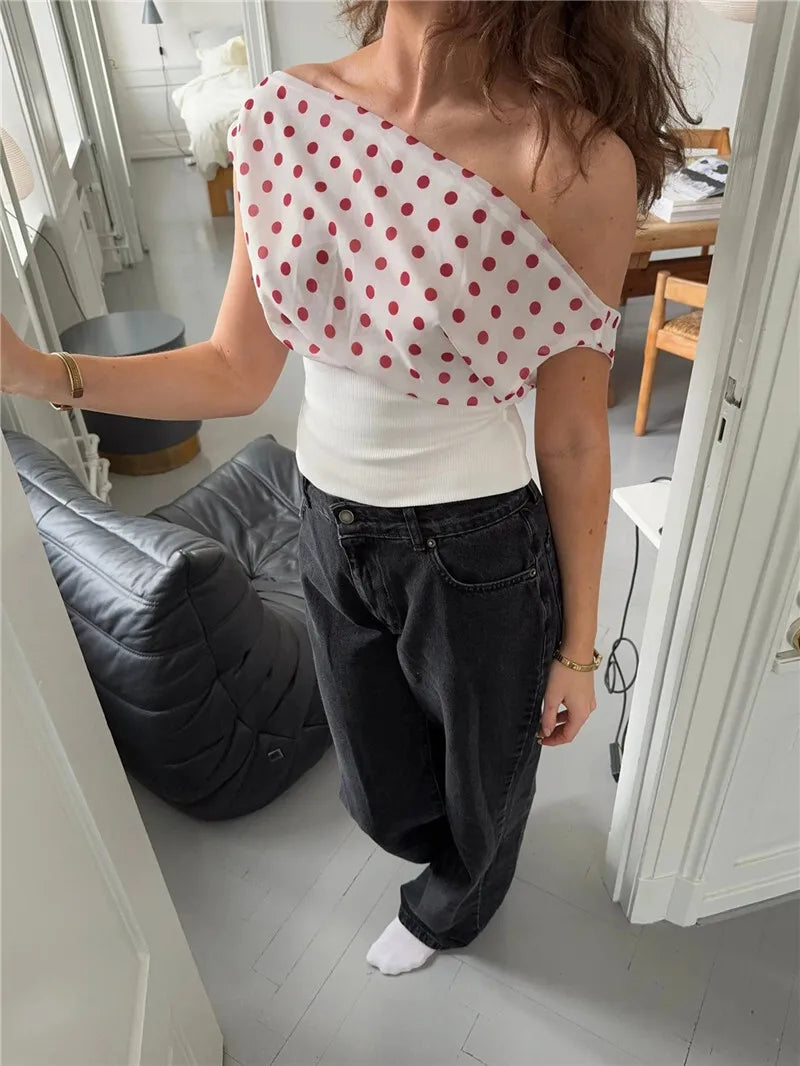 Off Shoulder Polka Dot Top