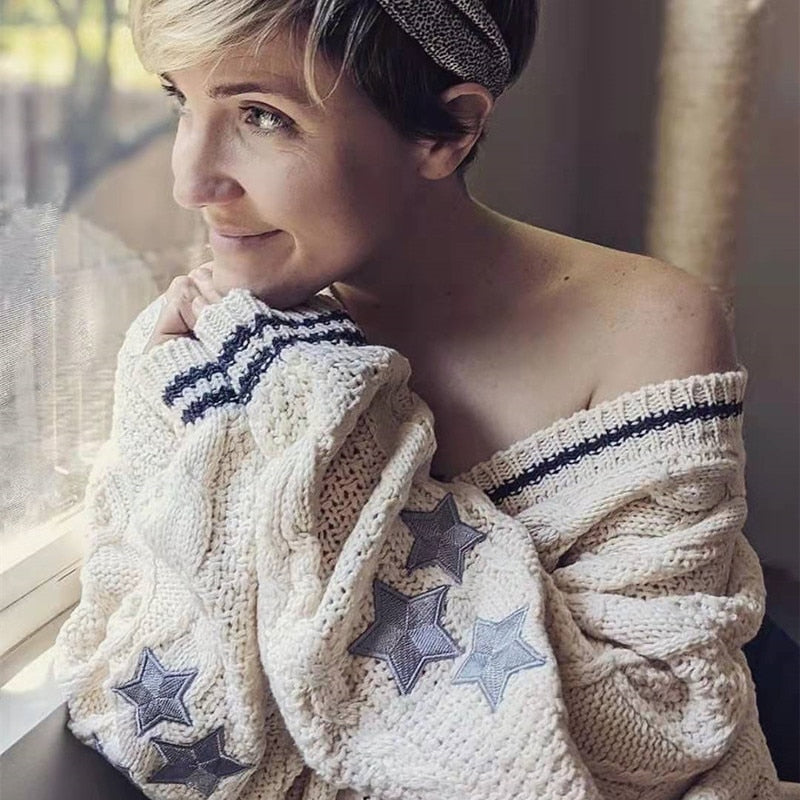 Hollywood Starlet Star-Embroidered Cardigan