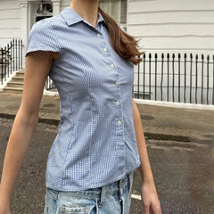 Short Sleeve Button Up Blouse