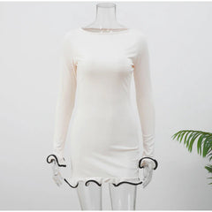 Ruffles Hem Long Sleeve Mini Dress