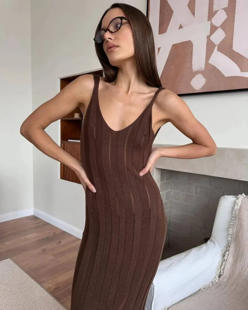 Coronado Backless V Neck Knitted Dress