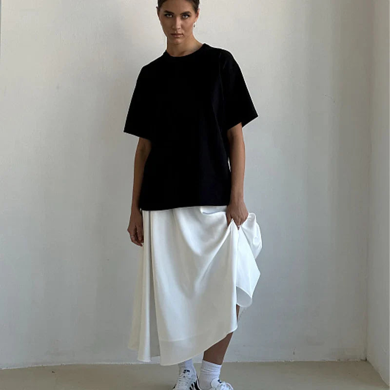 Angie Satin Gathered Maxi Skirt