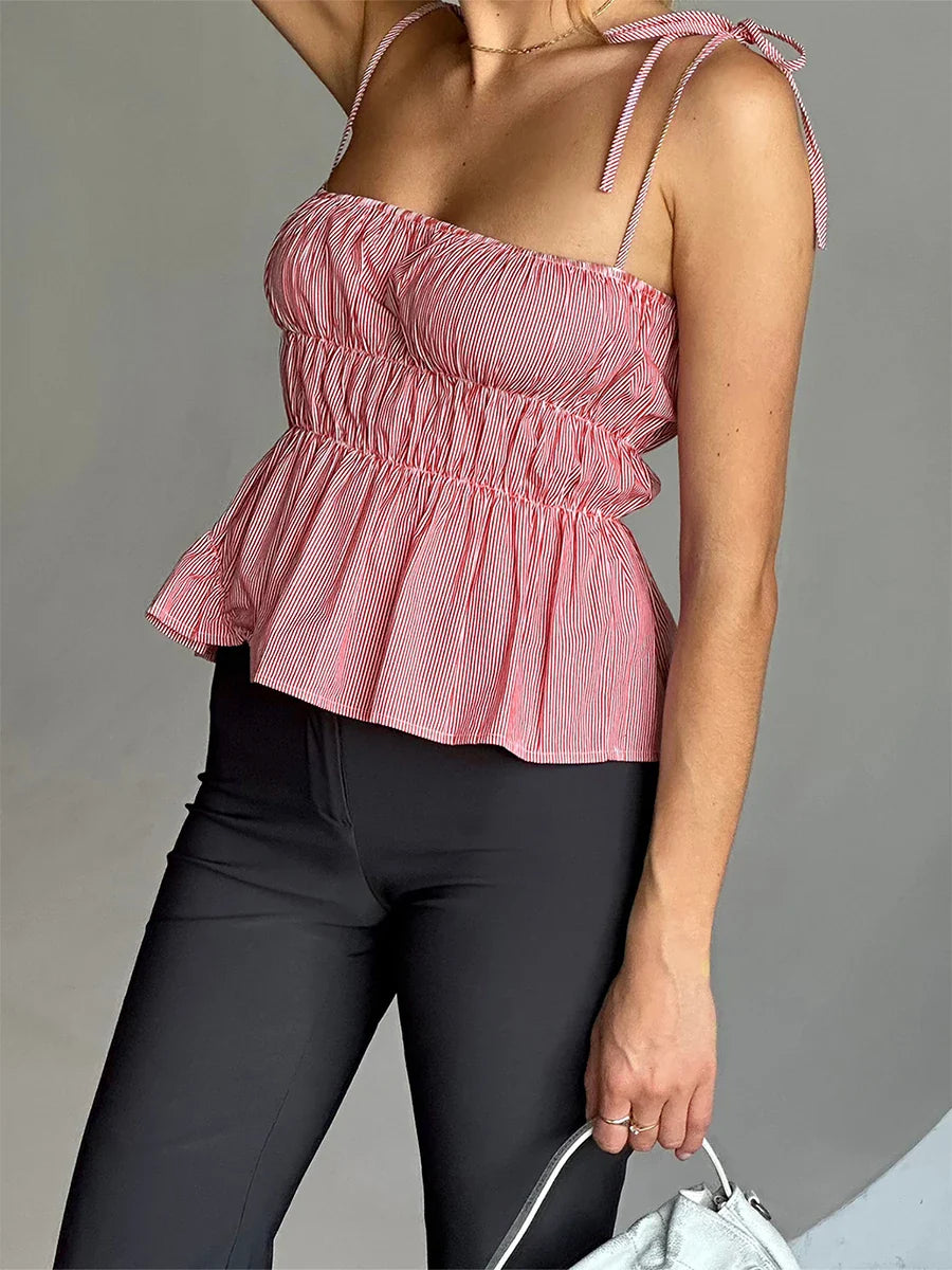 Cami Tie Up Ruched Crop Top