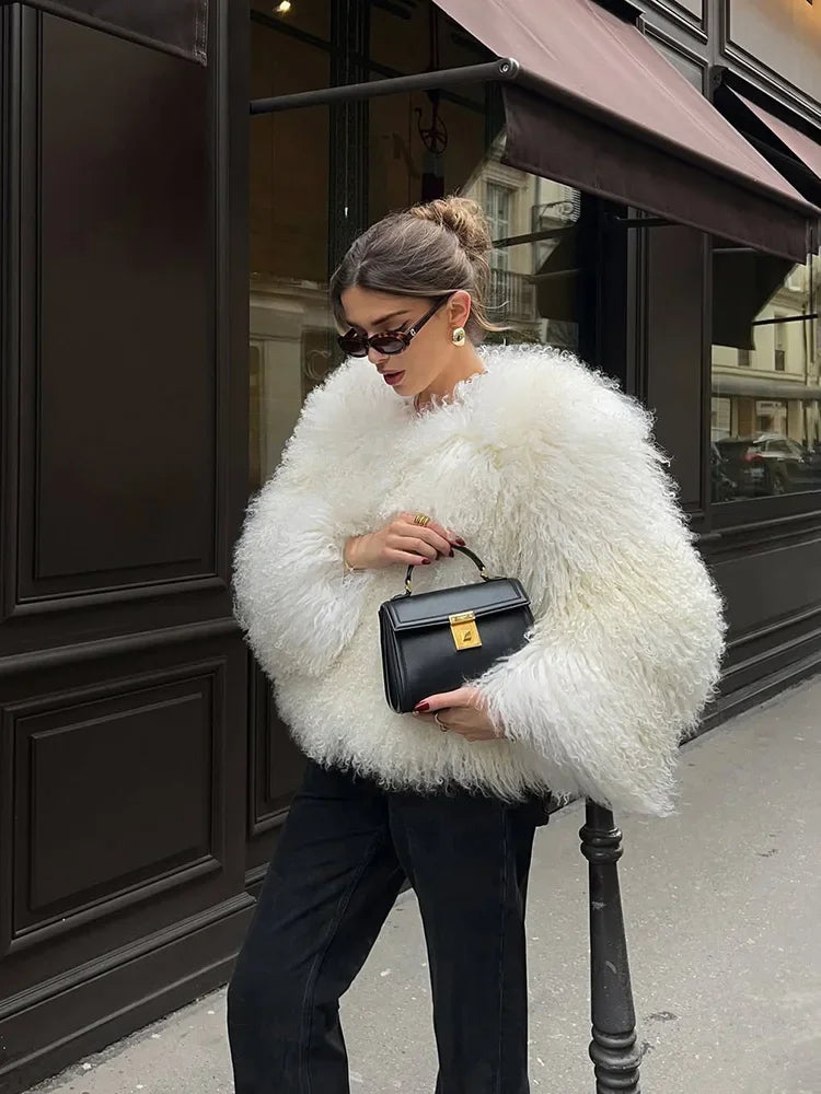Fringe Fluffy Faux Fur Jacket