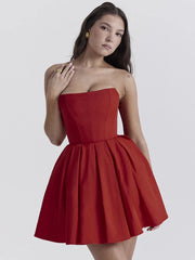 Strapless Corset Flare Mini Dress