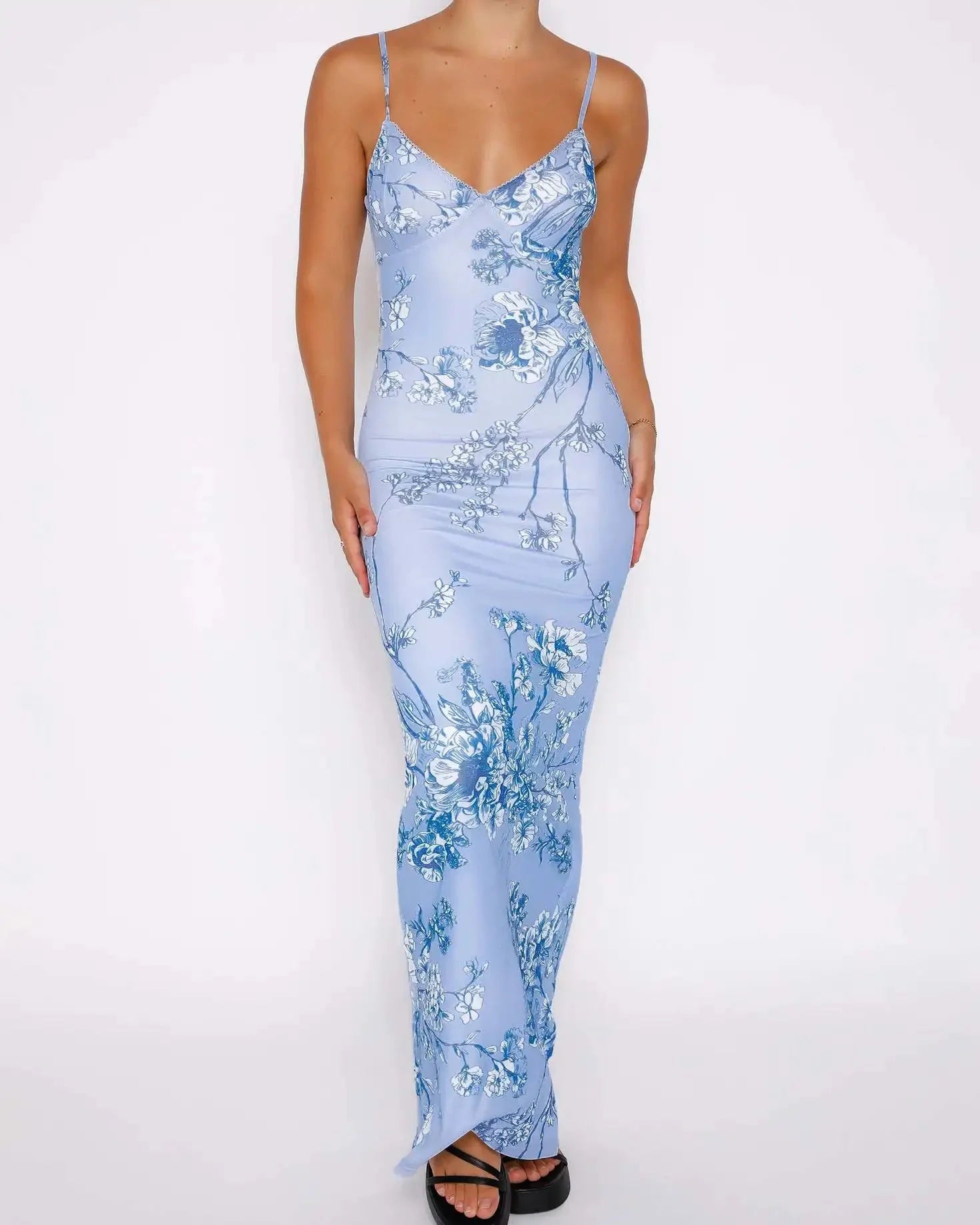 Floretta V Neck Spaghetti Dress