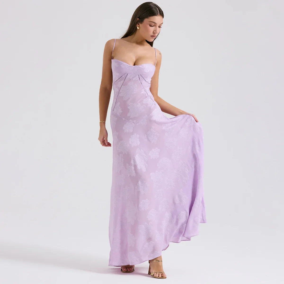 Floral Print Sheer Maxi Dress