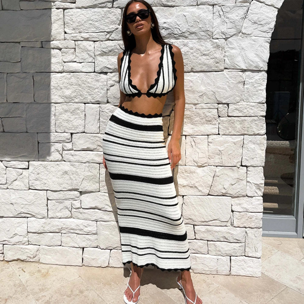 Pretty Knit Summer Beach Skirt Set