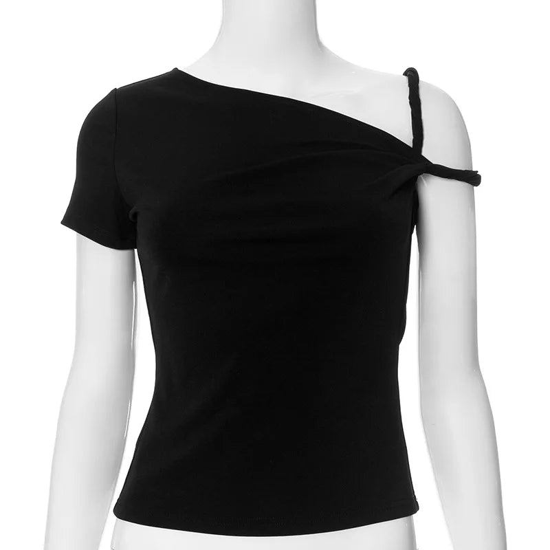 One Shoulder Twisted Sleeve Top