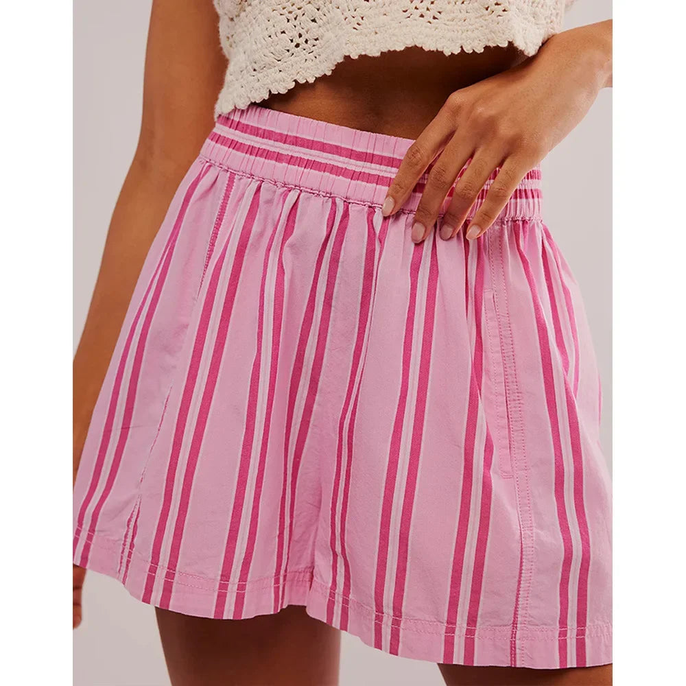 Effortless Mid-Waist Elastic Shorts - Multi-Color Summer Comfort