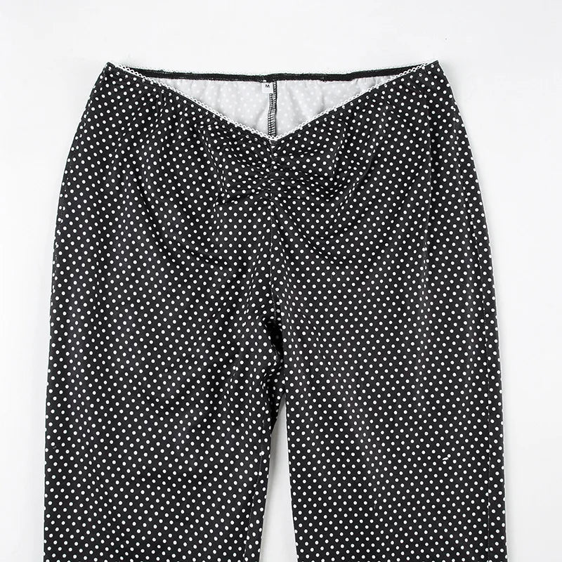 Black Polka Dot Cami Top And Capri Pants Set