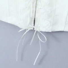 White Frill Hook Halter Tie Crop Top