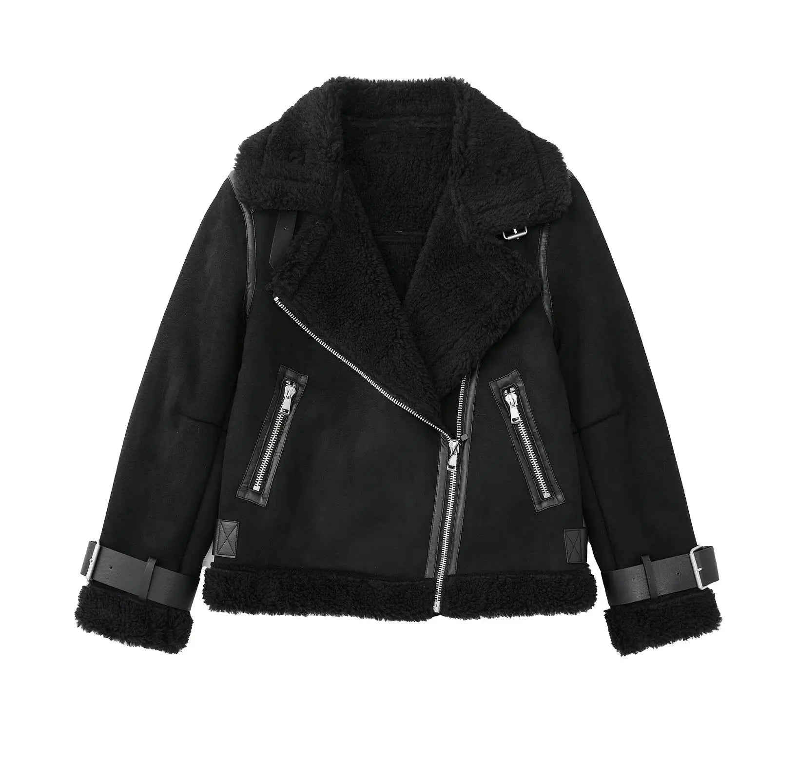 Faux Fur Double-sided Zipper Jacket