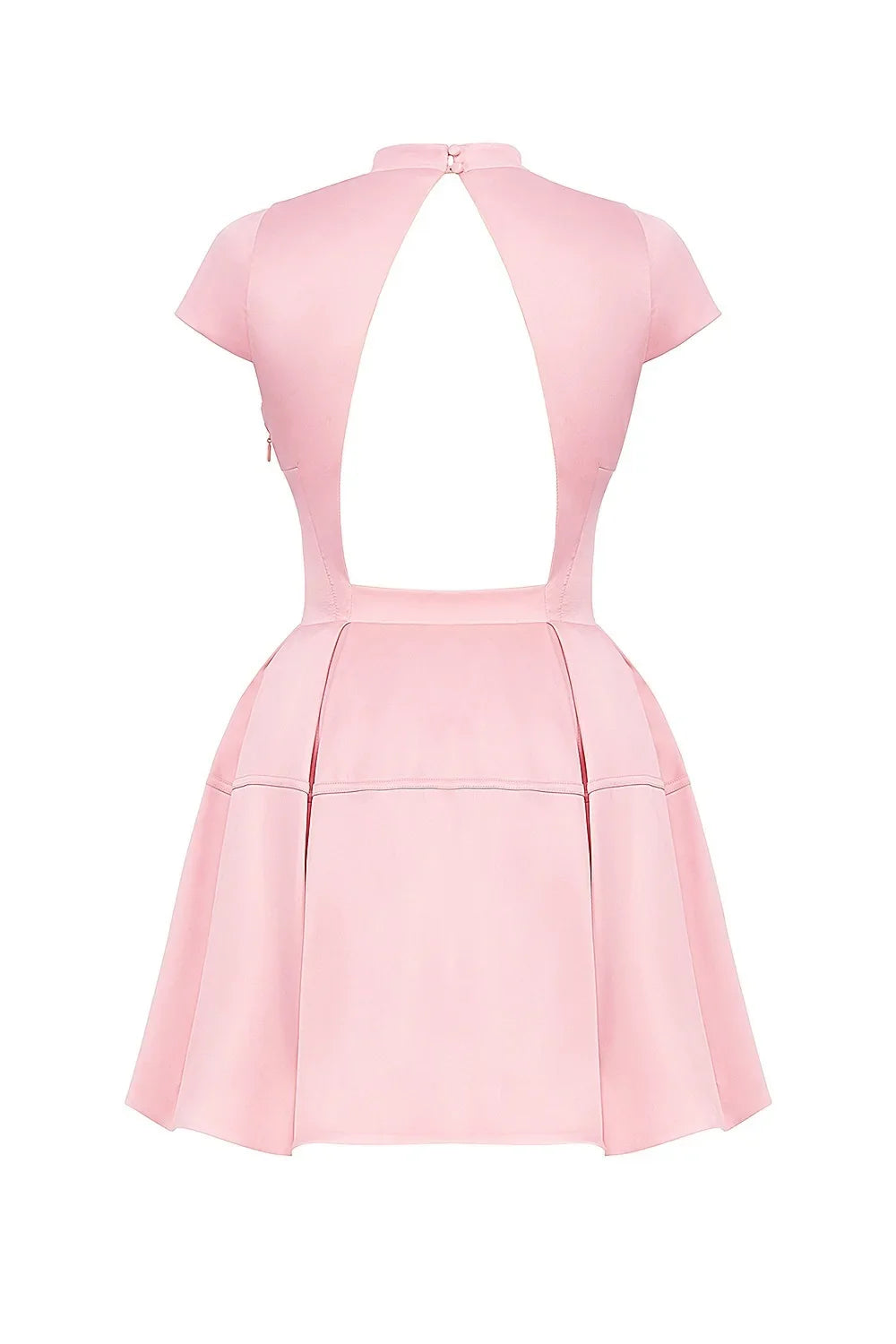 Pink Satin Mini Dress â€?Back Cutout & Flare Fit