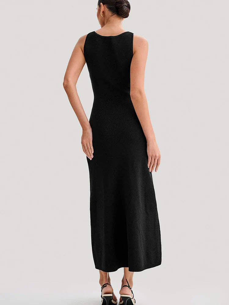 Knit Buttoned Midi Dress